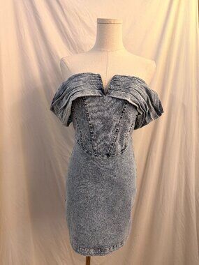 Fashion Nova Off Shoulder Corset Mini Dress | Date Denim Night Dress
